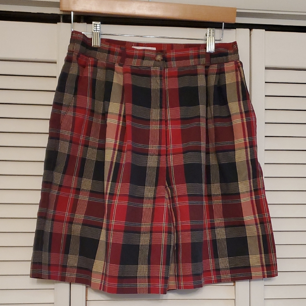 Talbots Classic Plaid High Waisted Preppy Academia Bermuda Shorts, Size 8